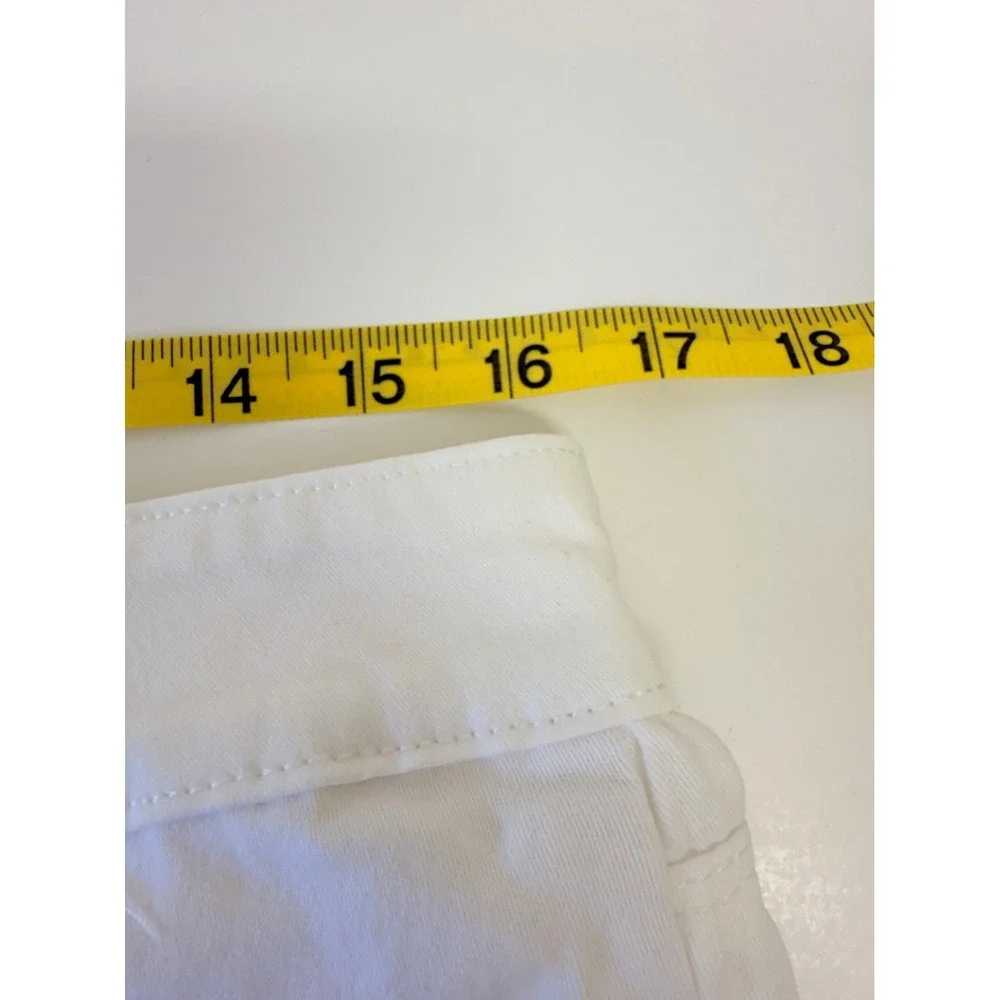 White House Black Market Skimmer White Cropped Denim Jeans Size 10 Mid Rise - Picture 6 of 11